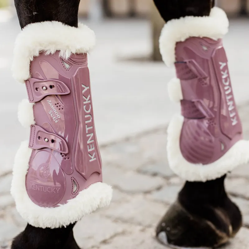 Kentucky Bamboo Shield Vegan Sheepskin Tendon Boots - Old Rose-4