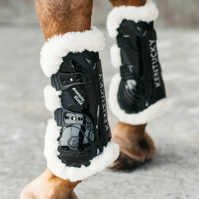 Kentucky Bamboo Shield Vegan Sheepskin Tendon Boots - Black-5