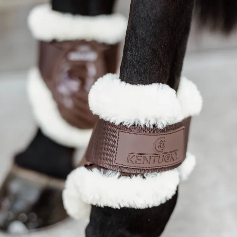 Kentucky Young Horse Vegan Sheepskin Fetlock Boots - Brown-1