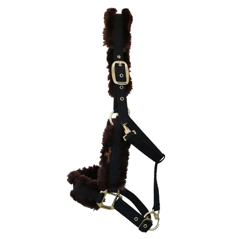 Kentucky Nylon Sheepskin Headcollar - Brown-1