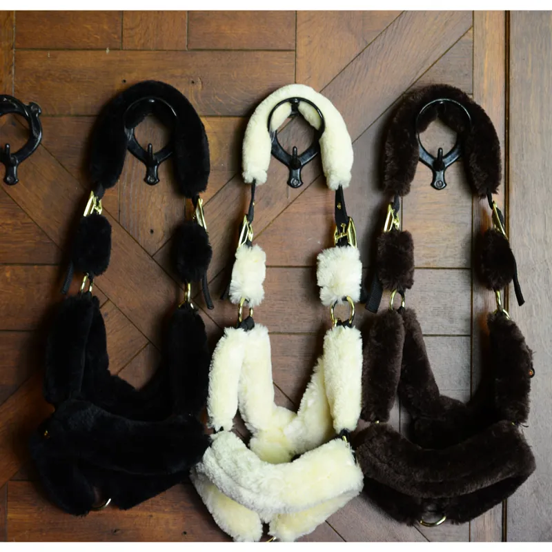 Kentucky Shipping Synthetic Sheepskin Headcollar - Brown-2