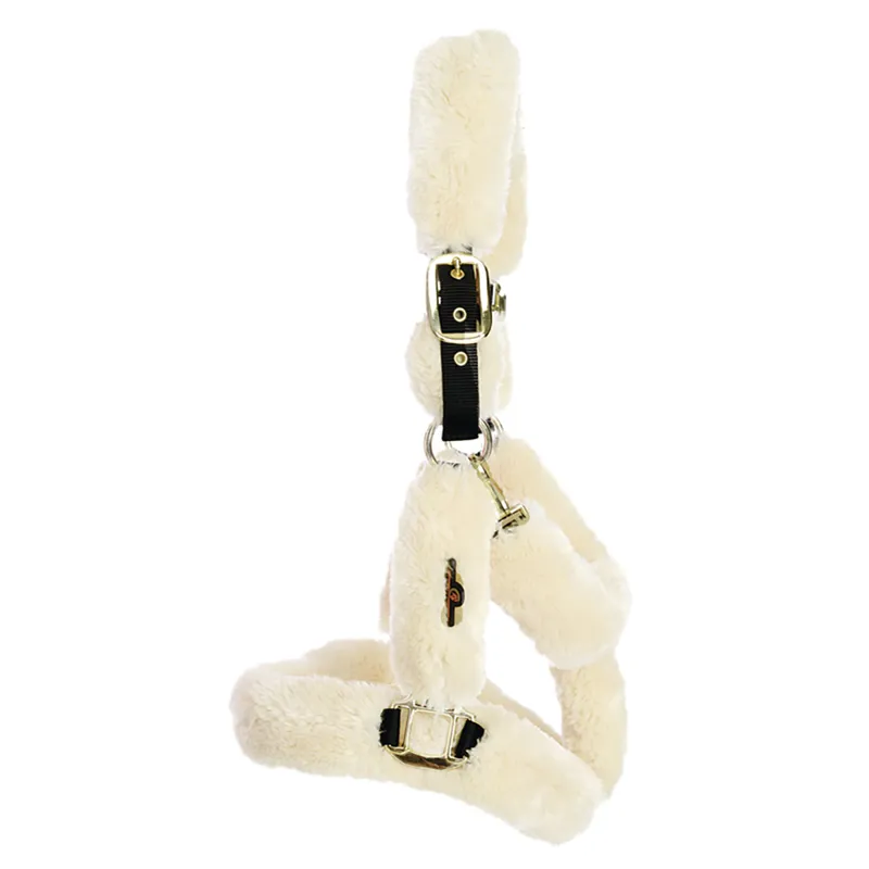 Kentucky Shipping Synthetic Sheepskin Headcollar - Natural-3