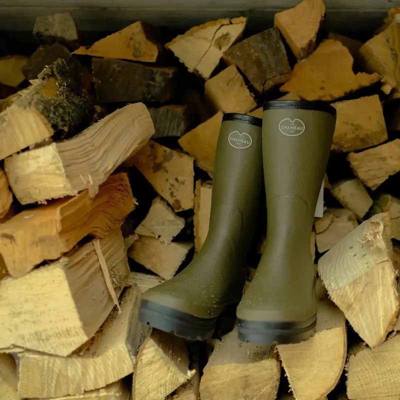 Le Chameau Giverny Wool Lined Bottillon Womens Wellingtons - Vert Chameau-5
