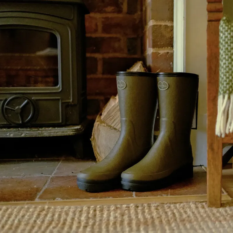 Le Chameau Giverny Wool Lined Bottillon Womens Wellingtons - Vert Chameau-1