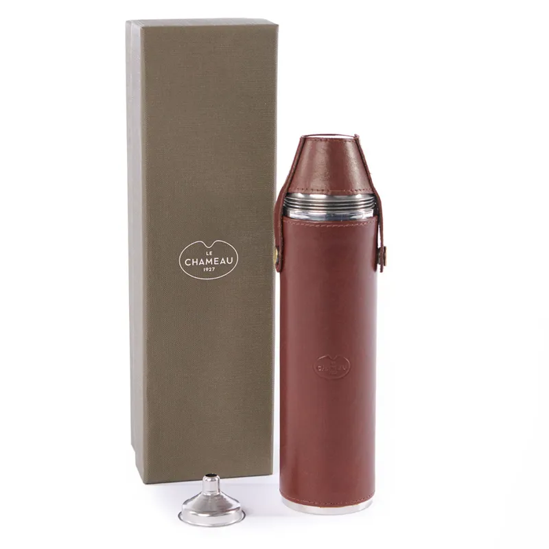 Le Chameau Rounded Hip Flask with Cups - Medium-1