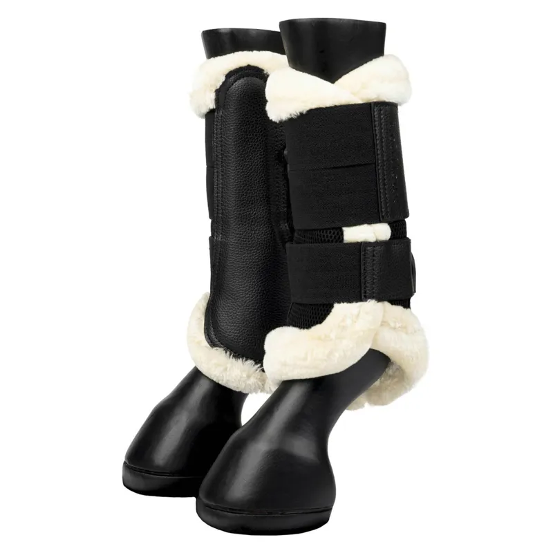 LeMieux Fleece Edge Mesh Brushing Boots - Black/Natural