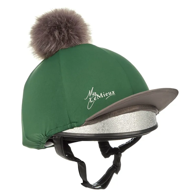 LeMieux Pom Hat Silk - Hunter Green/Grey