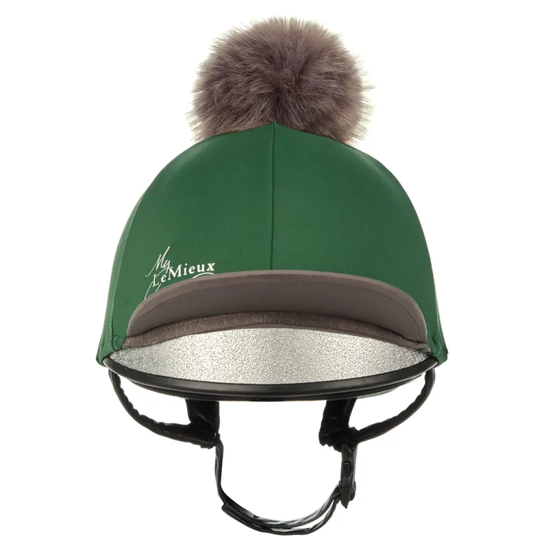 LeMieux Pom Hat Silk - Hunter Green/Grey-1