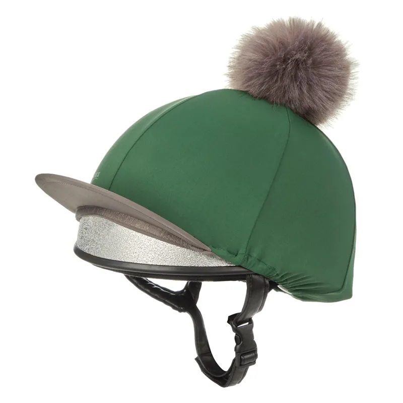 LeMieux Pom Hat Silk - Hunter Green/Grey-2