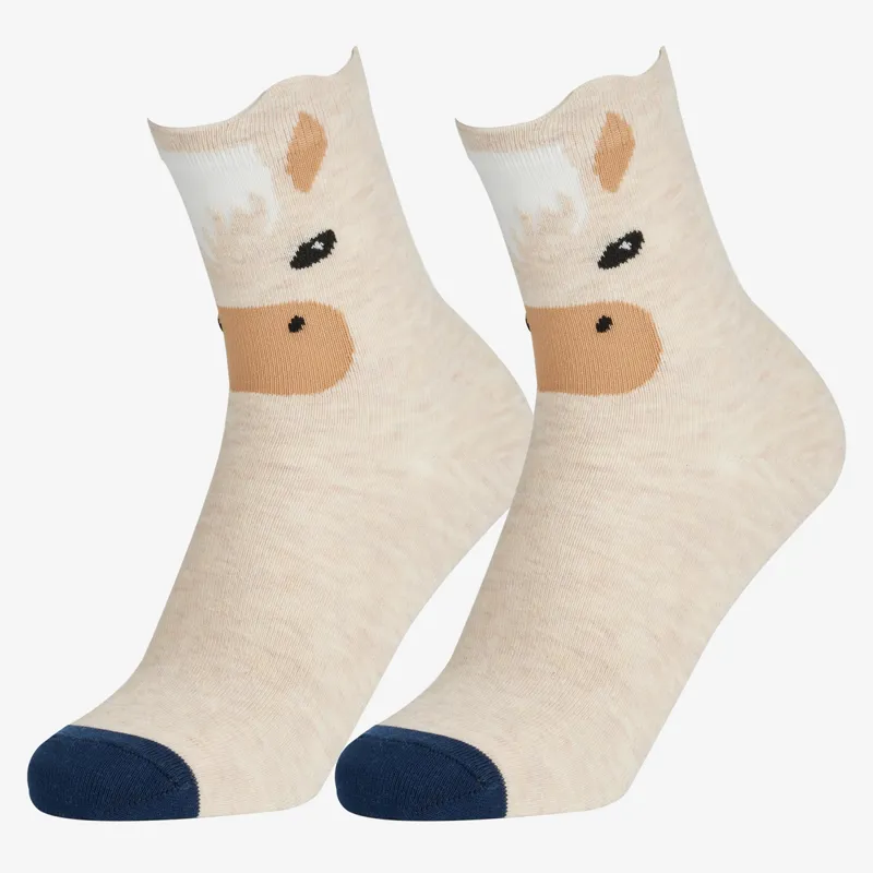 LeMieux Mini Character 2 Pack Junior Socks - Popcorn-1