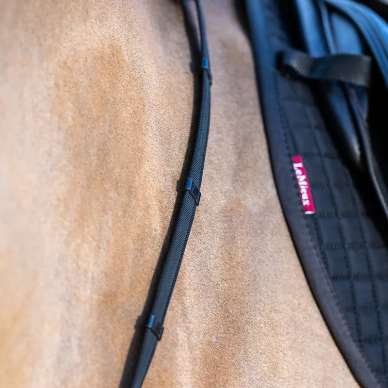 LeMieux Rubber Grip Continental Reins - Black/Silver-2