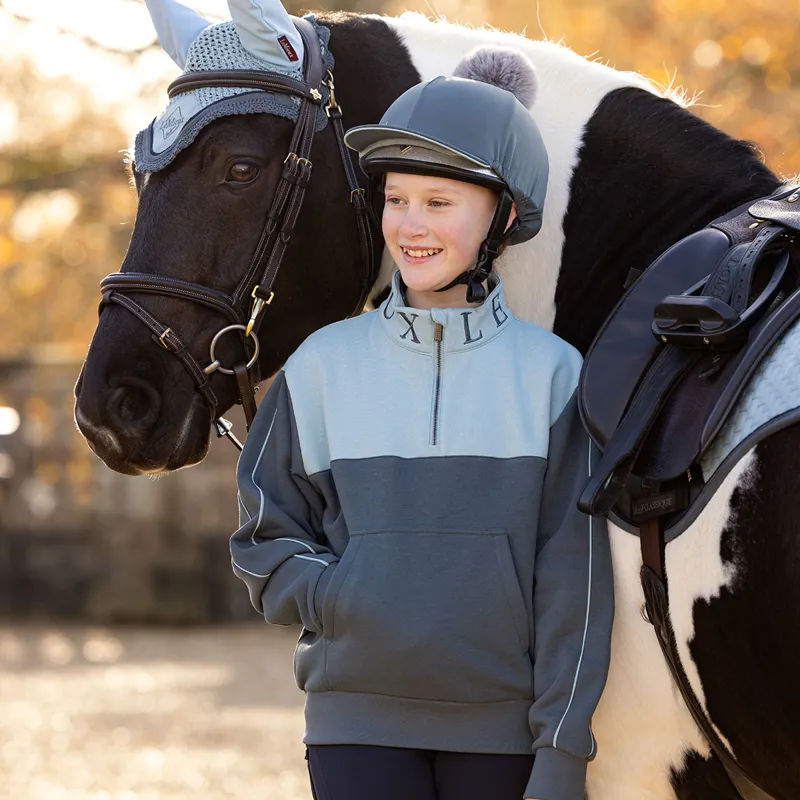 LeMieux Young Rider Kate Quarter Zip Junior Sweatshirt - Petrol/Glacier-5