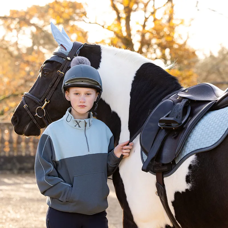 LeMieux Young Rider Kate Quarter Zip Junior Sweatshirt - Petrol/Glacier-6