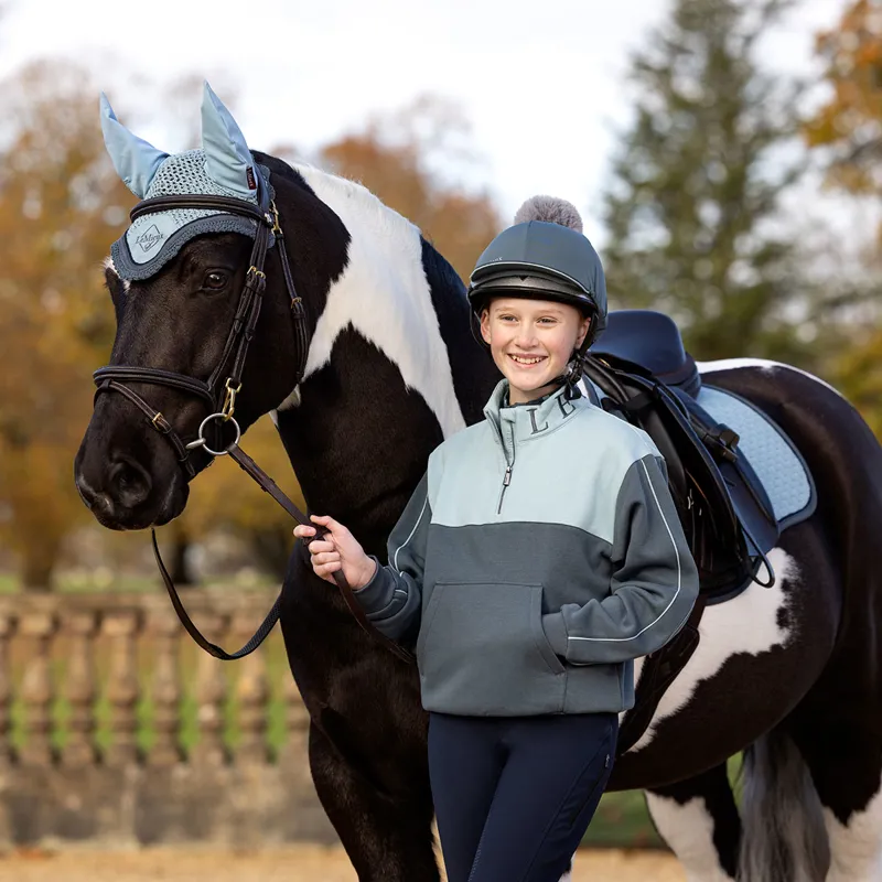 LeMieux Young Rider Kate Quarter Zip Junior Sweatshirt - Petrol/Glacier-8
