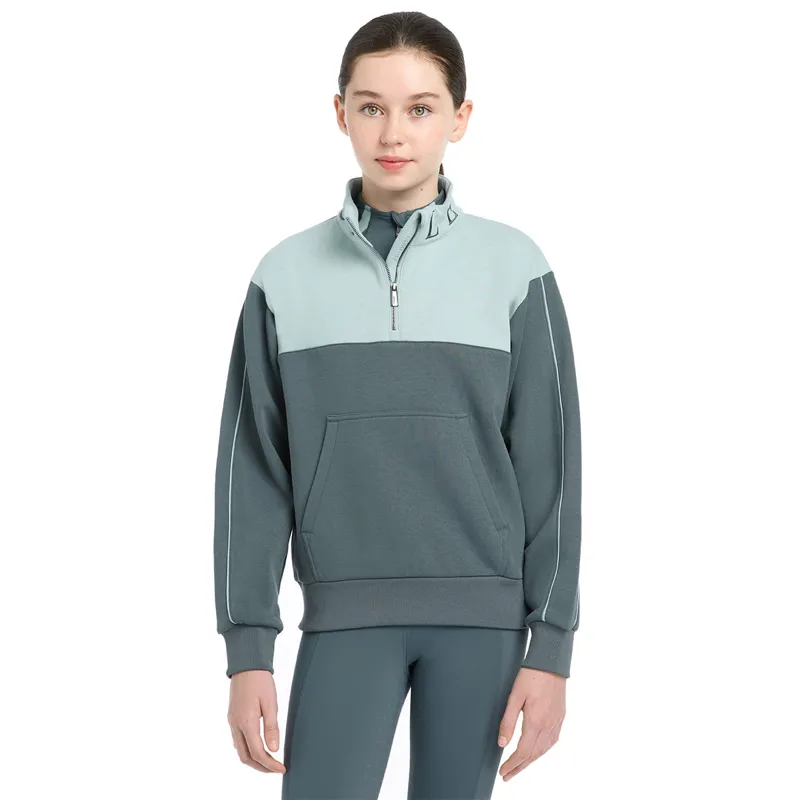 LeMieux Young Rider Kate Quarter Zip Junior Sweatshirt - Petrol/Glacier-2