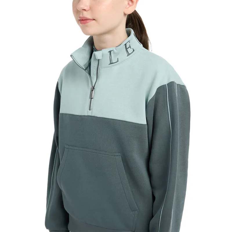 LeMieux Young Rider Kate Quarter Zip Junior Sweatshirt - Petrol/Glacier-4