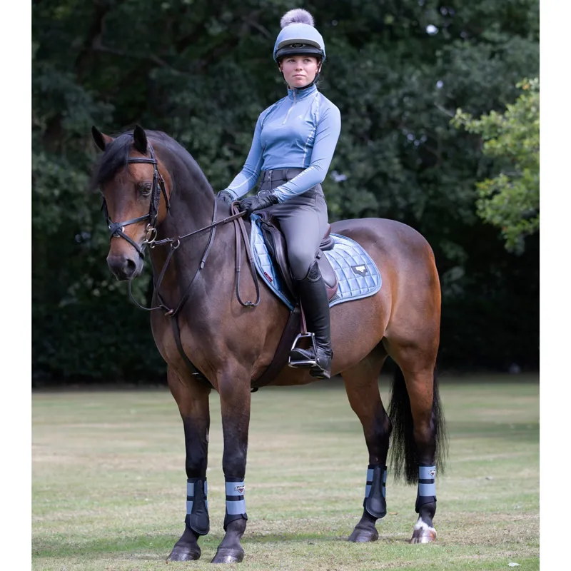 LeMieux Pom Hat Silk - Ice Blue/Grey-3