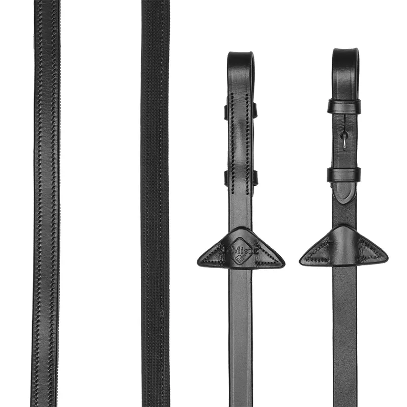 LeMieux Rubber Half Lined Reins - Black/Silver