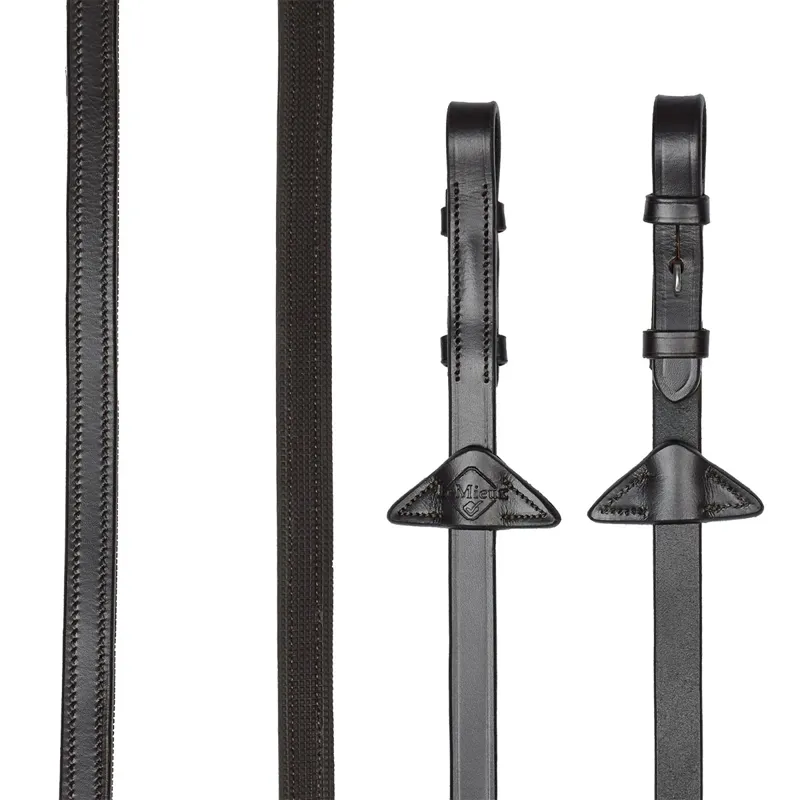 LeMieux Rubber Half Lined Reins - Brown/Silver