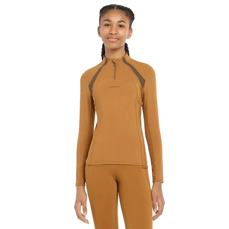 LeMieux Young Rider Mia Mesh Junior Long Sleeve Base Layer - Ginger-1