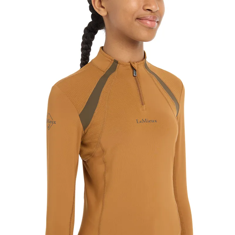 LeMieux Young Rider Mia Mesh Junior Long Sleeve Base Layer - Ginger-4
