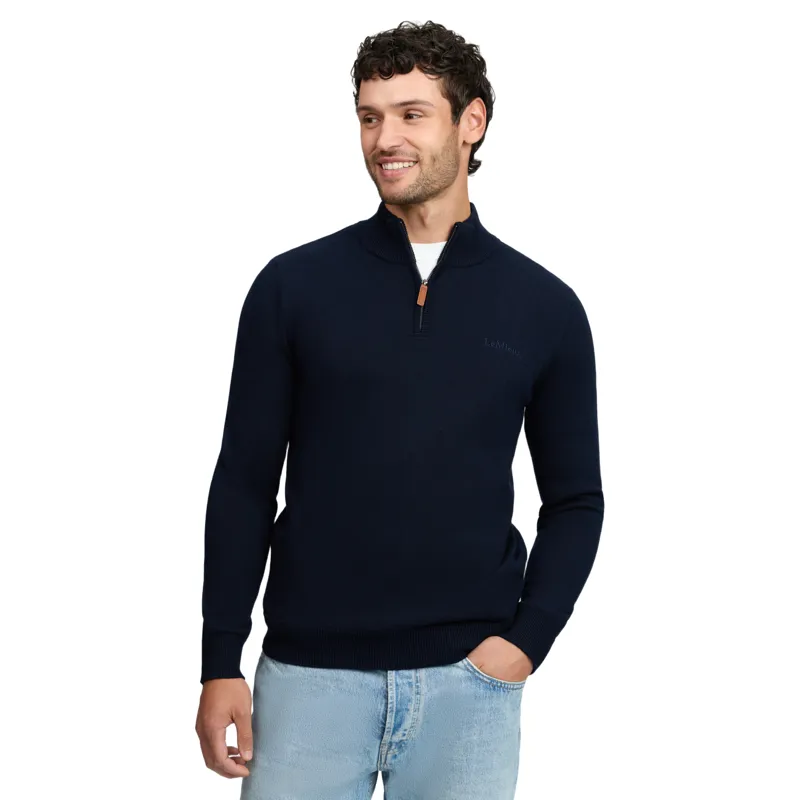 LeMieux Mens Quarter Zip Knit Sweatshirt - Navy