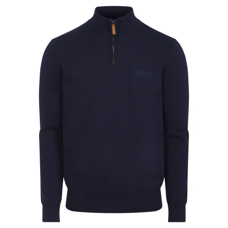 LeMieux Mens Quarter Zip Knit Sweatshirt - Navy-2