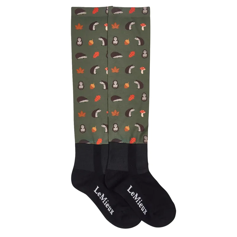 LeMieux Footsie Adults Tall Riding Socks - Rosemary/Hedgehogs-2