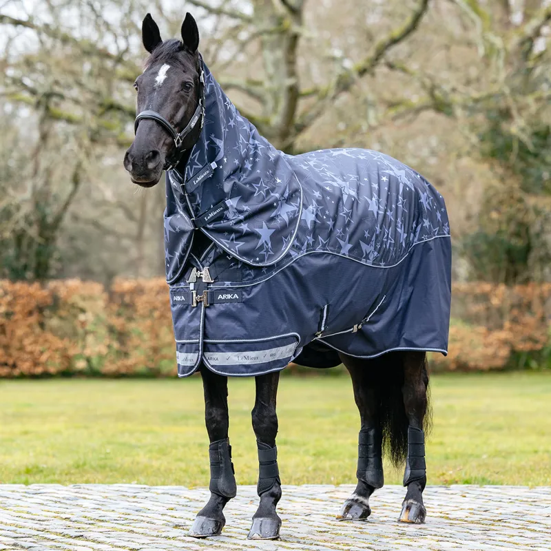 LeMieux Arika Star Detachable Neck 0g Turnout Rug - Navy-1