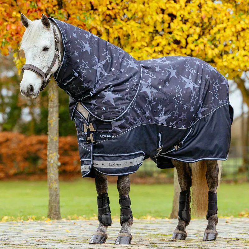LeMieux Arika Star Detachable Neck 200g Turnout Rug - Navy-2