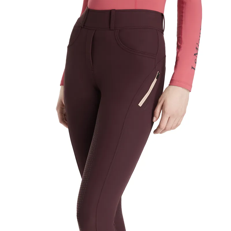LeMieux Amy Full Grip Ladies Bregging Riding Tights - Damson-3