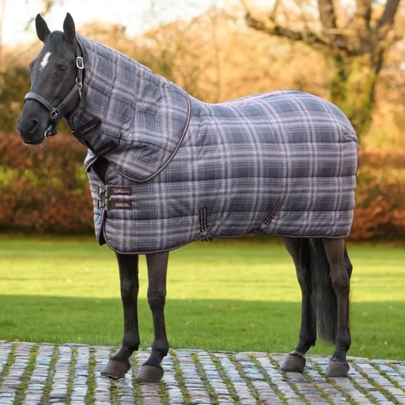 LeMieux Arika Check 200g Detachable Neck Stable Rug - Cocoa-3