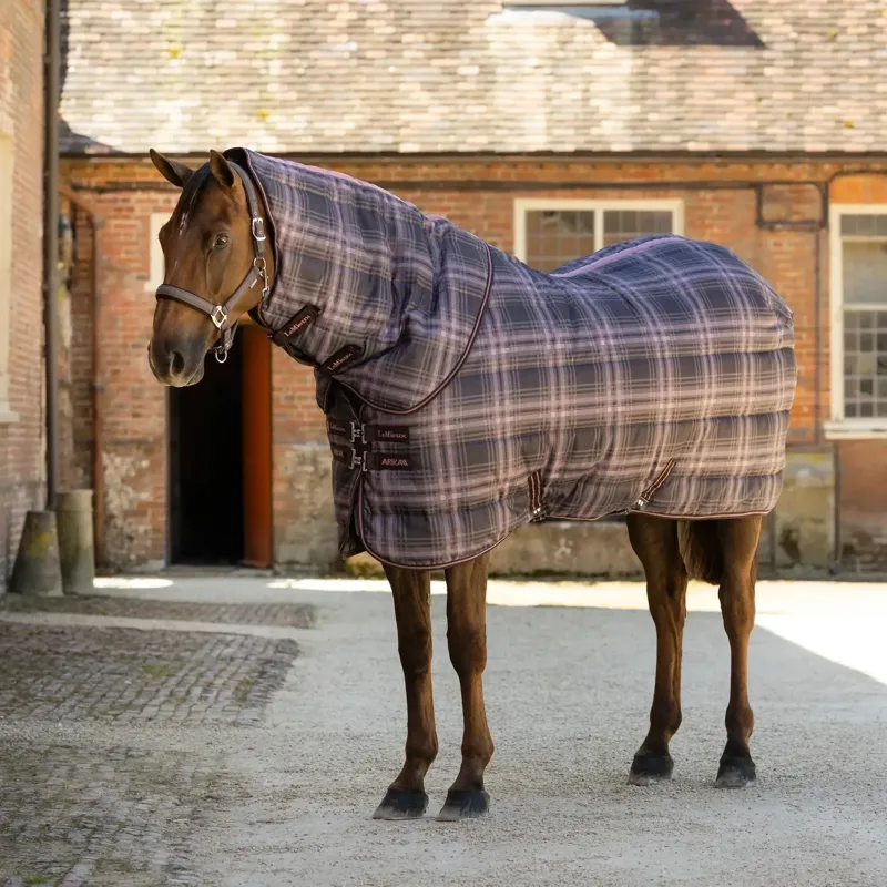 LeMieux Arika Heritage Check 100g Detachable Neck Stable Rug - Cocoa-4