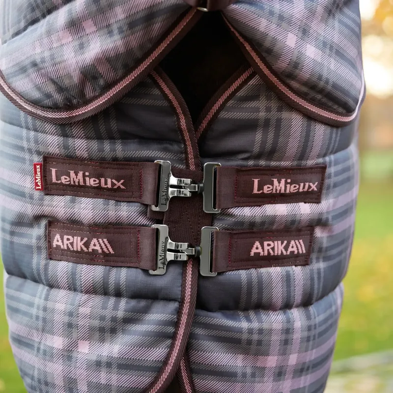 LeMieux Arika Heritage Check 100g Detachable Neck Stable Rug - Cocoa-3