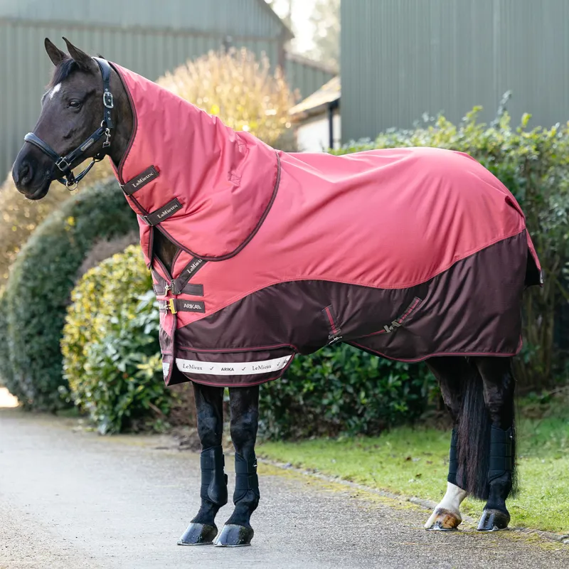 LeMieux Arika Ripstop 600D 100g Detachable Neck Turnout Rug - Cranberry-1
