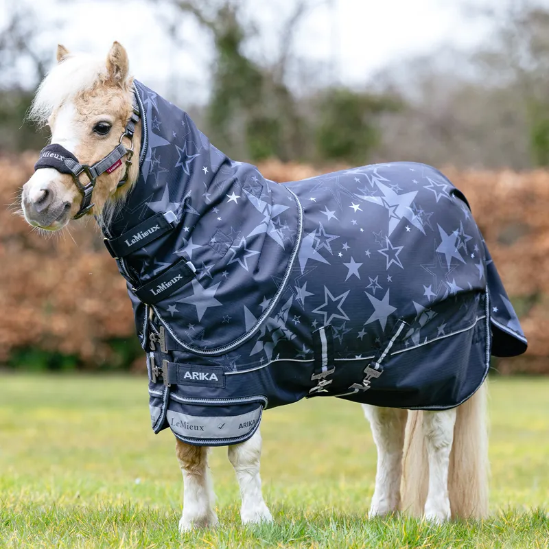 LeMieux Arika Star Detachable Neck 100g Turnout Rug - Navy-1