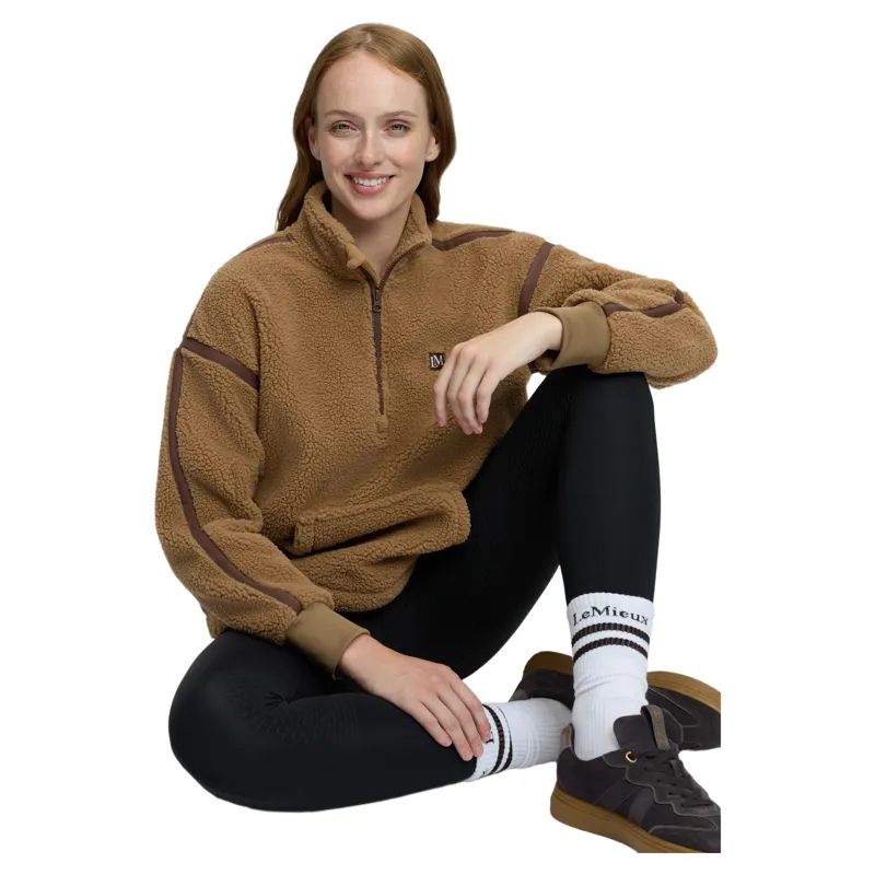 LeMieux Avery Womens 1/4 Zip Teddy Fleece - Caramel Pre-Order-6