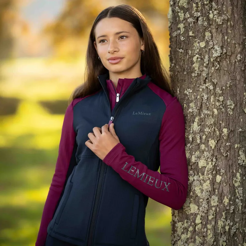 LeMieux Young Rider Bethany Junior Girls Zip-Through Fleece - Blackberry-2