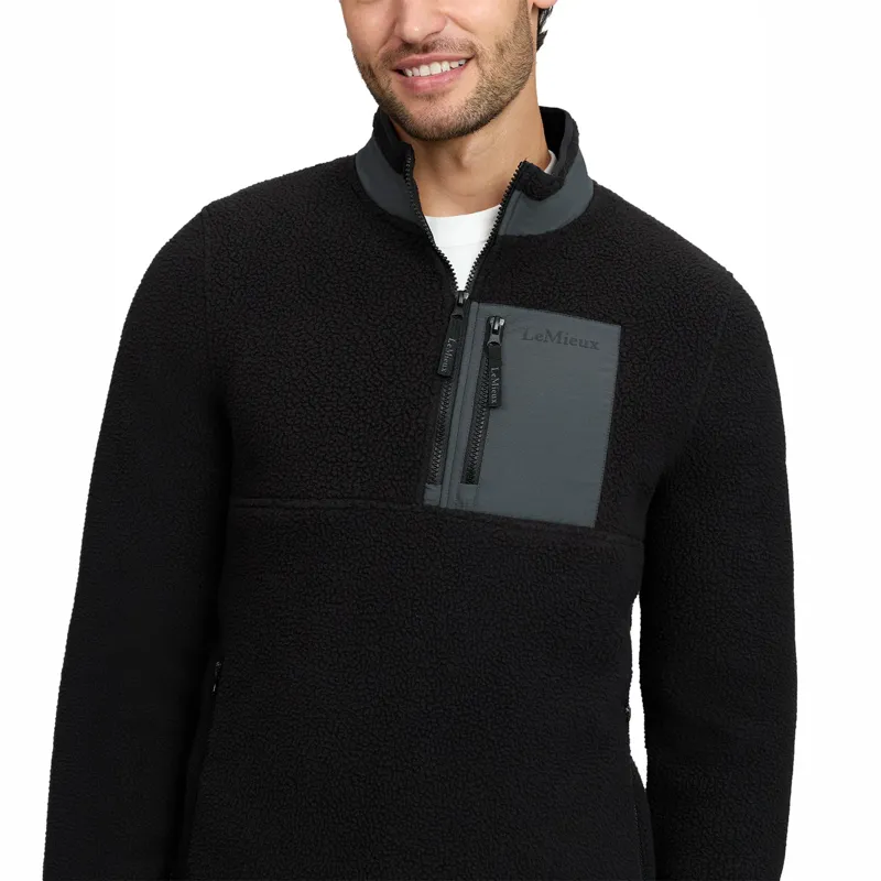 LeMieux Mens Borg Quarter Zip Fleece - Black-3