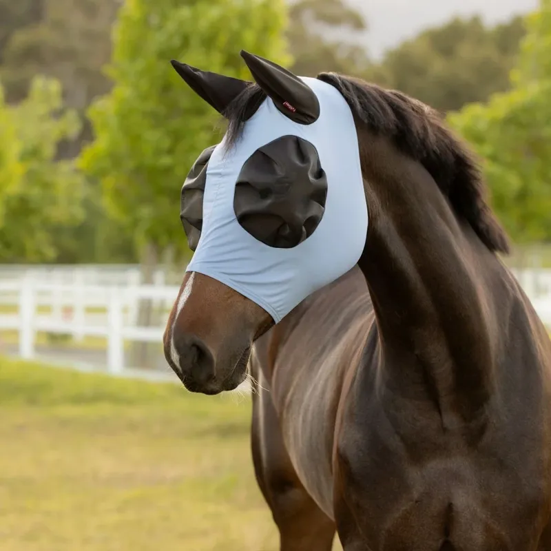 LeMieux Bug Relief Half Fly Mask - Powder Blue-2