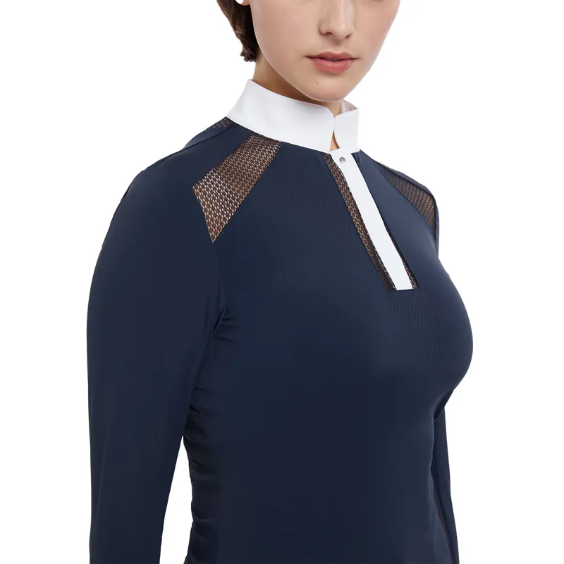 LeMieux Camille Womens Long Sleeve Show Shirt - Navy-2