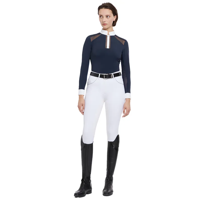 LeMieux Camille Womens Long Sleeve Show Shirt - Navy-3