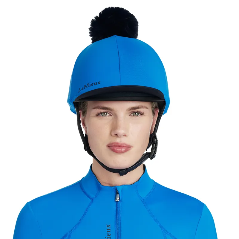 LeMieux Classique Pom Hat Silk - Benetton Blue-2