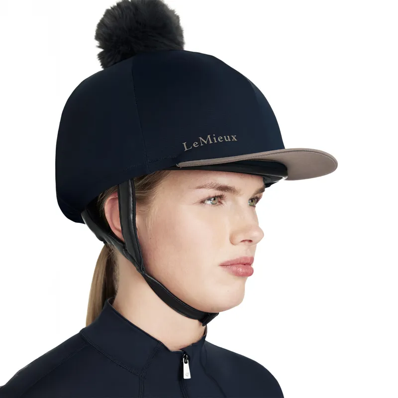 LeMieux Classique Pom Hat Silk - Navy-3