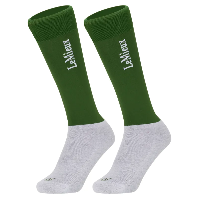 LeMieux Competition Junior Tall Riding Socks 2 Pack - Hunter Green