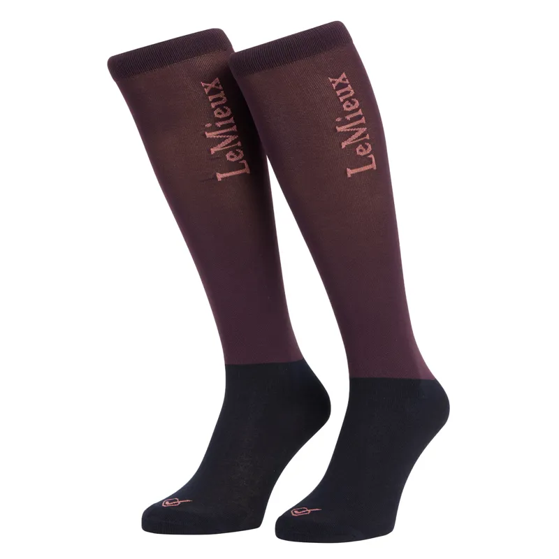 LeMieux Competition Riding Socks 2 Pack - Damson