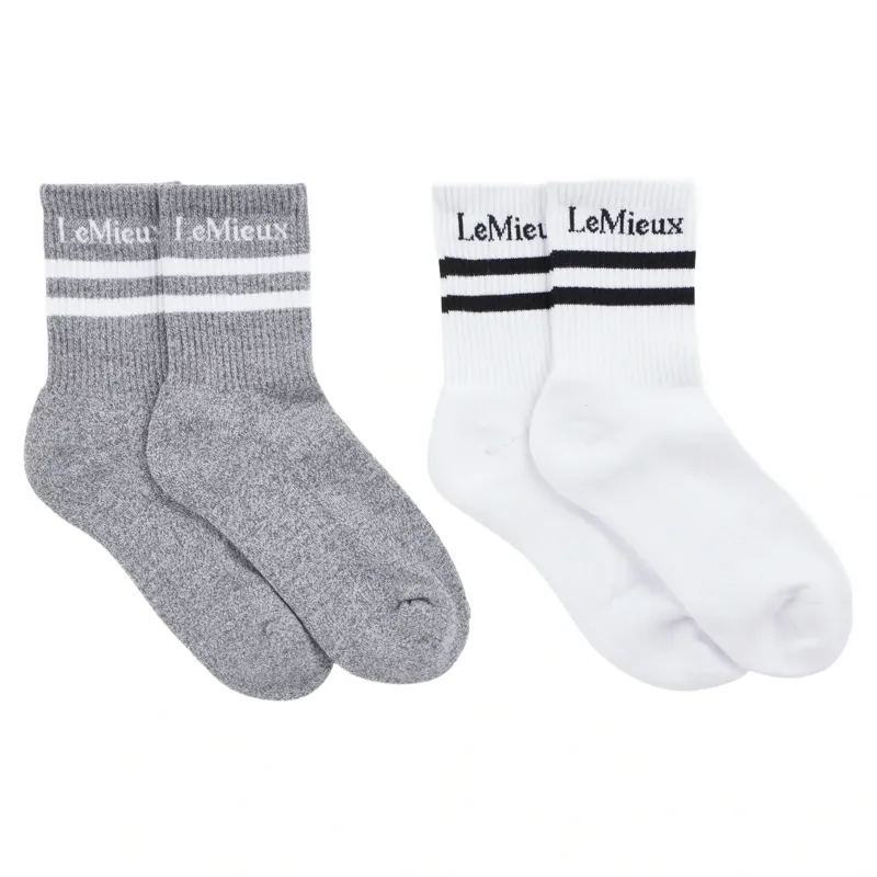 LeMieux Crew Socks Twin Pack - White-1