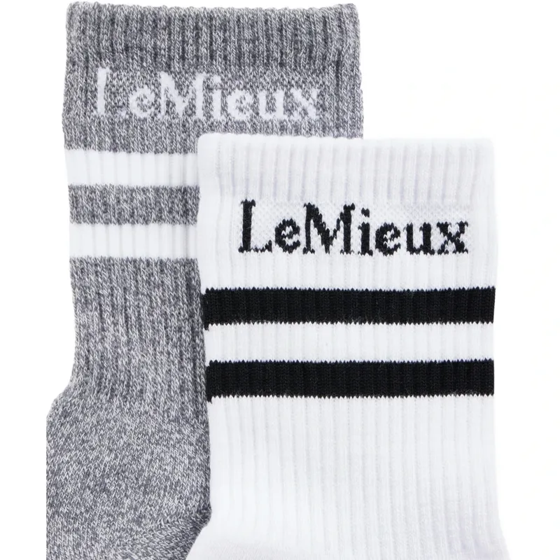 LeMieux Crew Socks Twin Pack - White-2