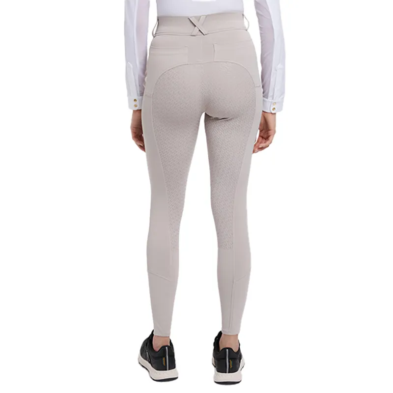 LeMieux Demi Pull On Full Grip Ladies Bregging Riding Tights - Stone-1