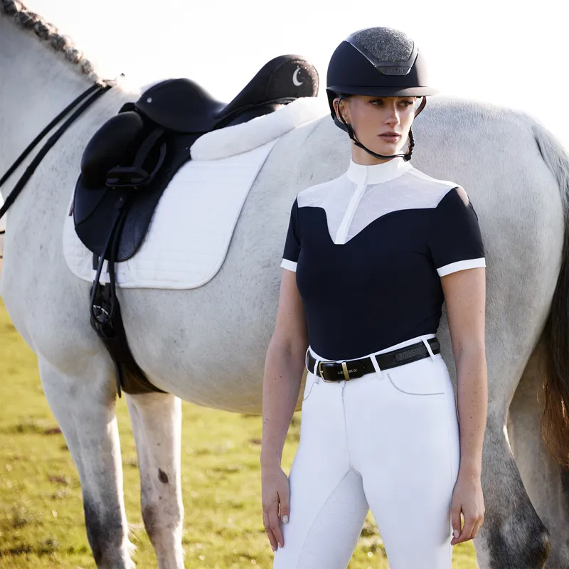 LeMieux Emily Ladies Short Sleeve Show Shirt - Navy-3